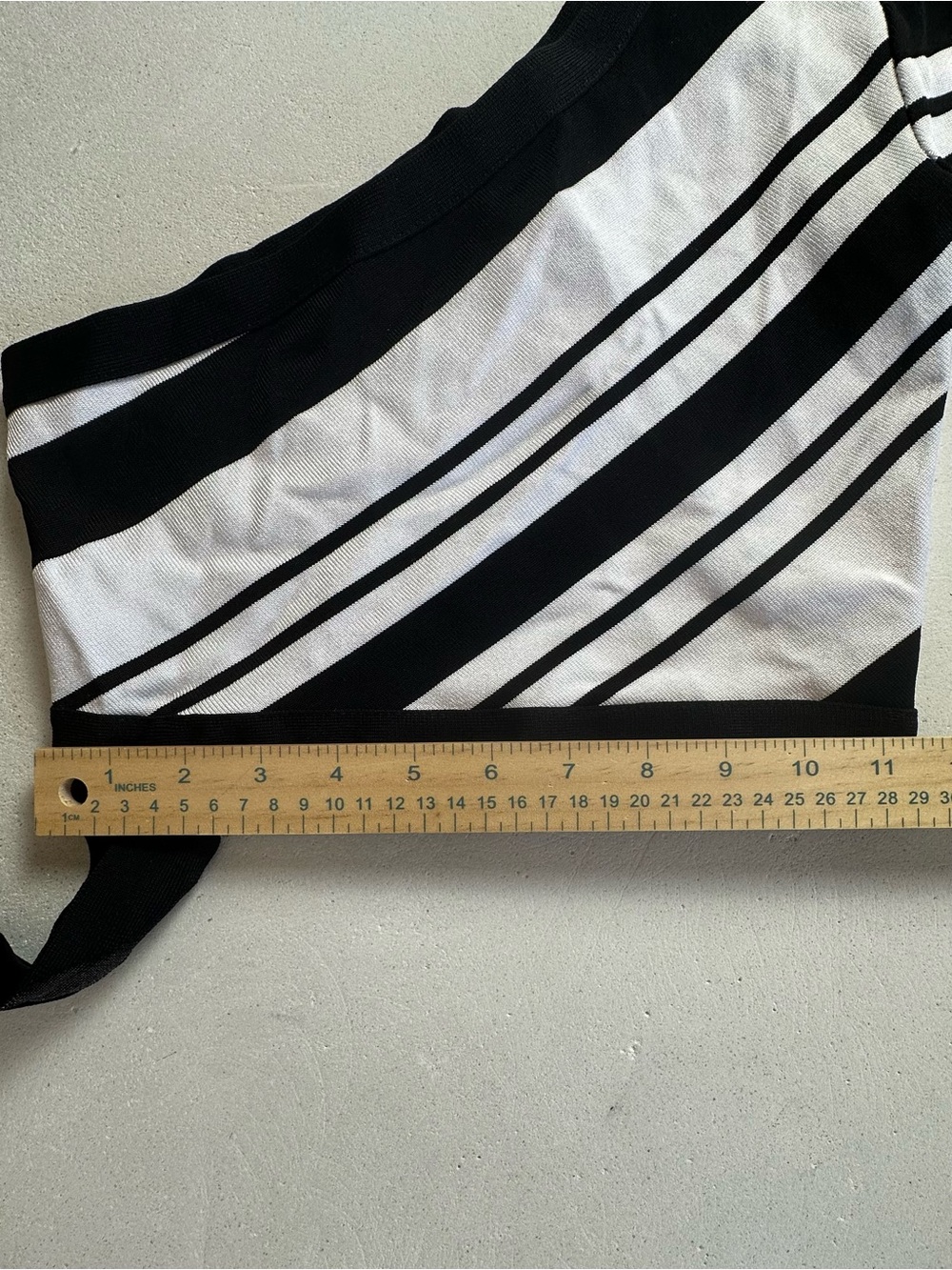 Authentic bebe Black & White One-Shoulder Wrap Crop Top - Picture 4 of 7